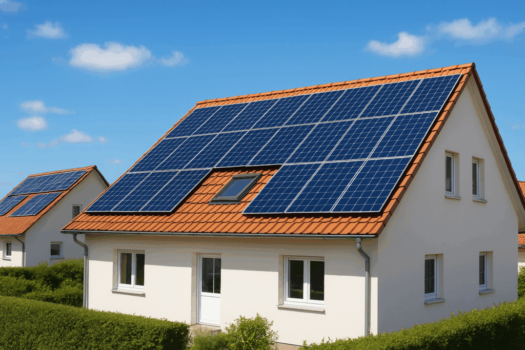 Samooskrba z električno energijo -prikaz sončnih elektrarn.