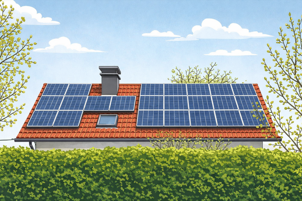 Sončna elektrarna in hranilnik energije.