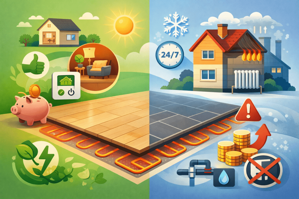 Električno talno ogrevanje, kdaj se splača in kdaj ne.