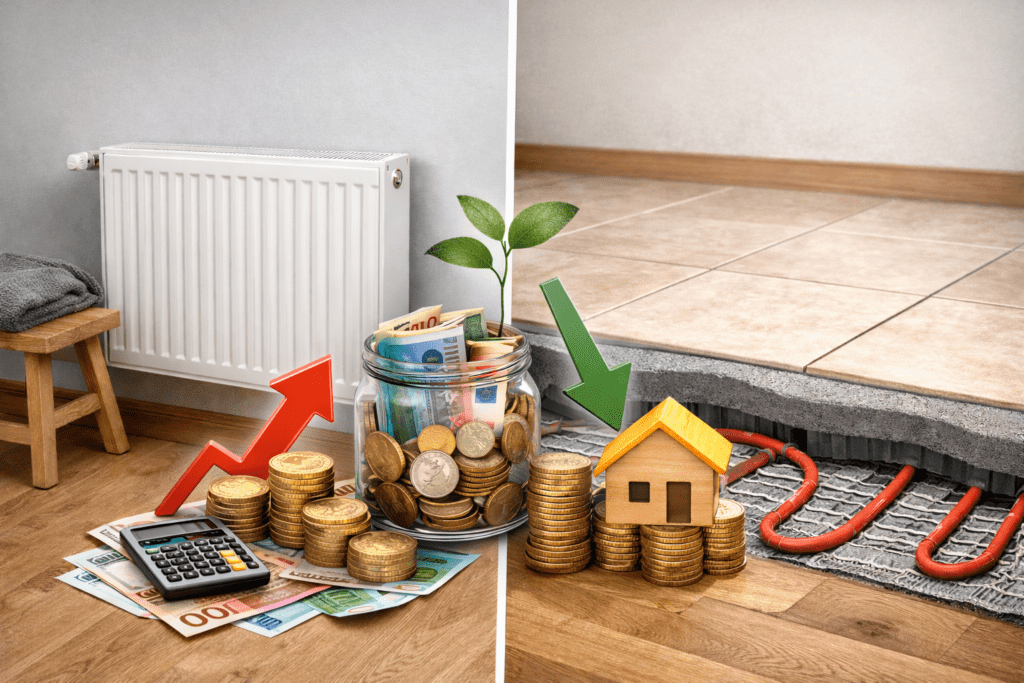 Talno ogrevanje, cena, stroški in primerjava z radijatorji.